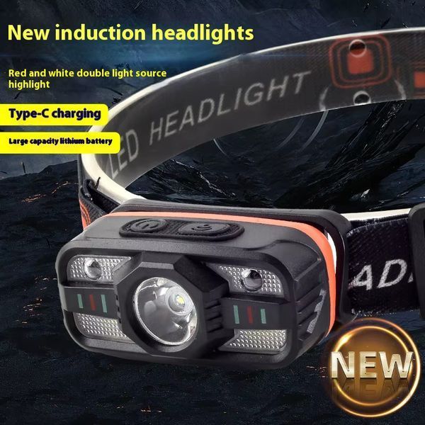 Налобний ліхтар WH-0188-XPE+SMD (white+red), сенсорний, акумуляторний, USB Type-C 10806 фото