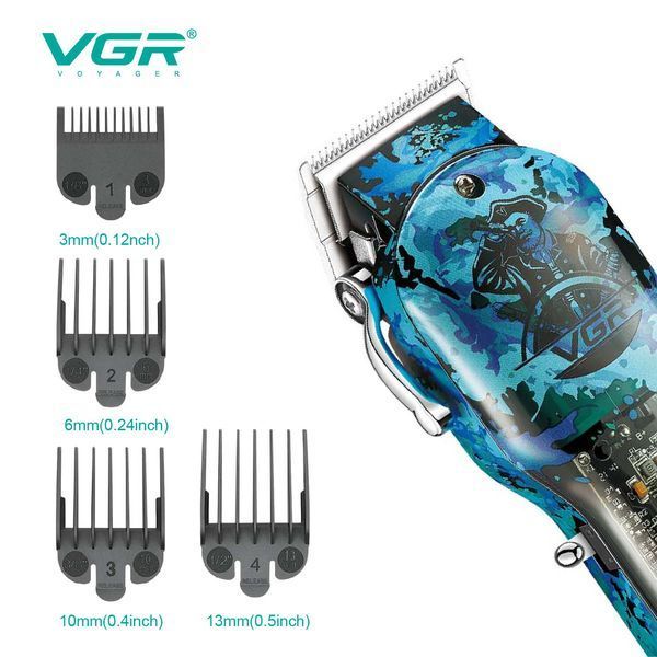 Машинка для стрижки VGR V‑685, акумуляторна, 4 насадки, LED дисплей, USB заряджання 9108 фото