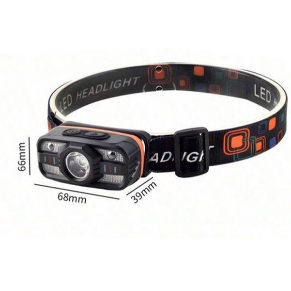 Налобний ліхтар WH-0188-XPE+SMD (white+red), сенсорний, акумуляторний, USB Type-C 10806 фото