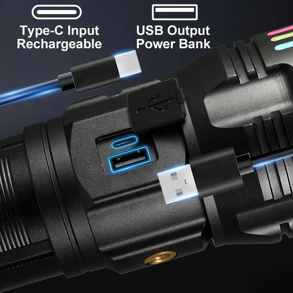 Ліхтар AK177 White Laser LED PM60-TG, 8&times;18650, Power Bank, 5 фільтрів, Zoom, Type-C 10750 фото