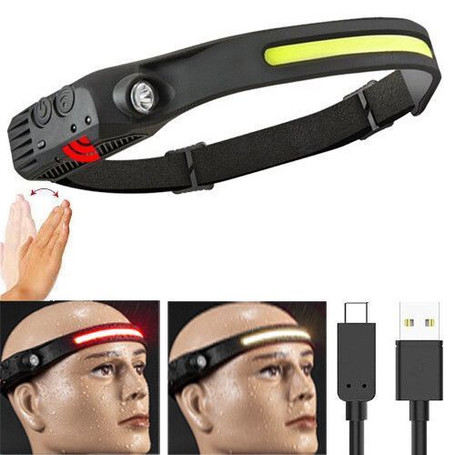 Фонарь налобный BL-W689/G28-LM+COB (white+red), Motion Sensor, Li-Ion аккум., ЗУ Type-C 9138 фото