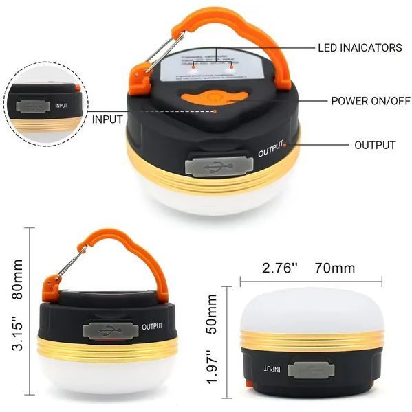 Фонарь кемпинговый YD-1-LED, Li-Ion аккумулятор, power bank, ЗУ Type-C, магнит, крюк 10898 фото