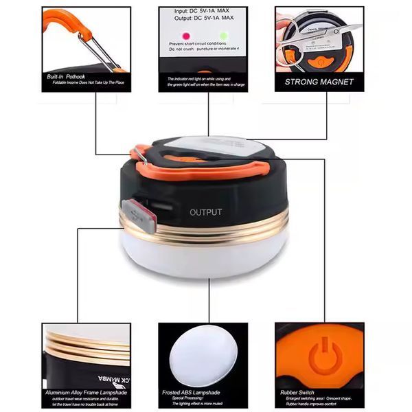 Фонарь кемпинговый YD-1-LED, Li-Ion аккумулятор, power bank, ЗУ Type-C, магнит, крюк 10898 фото