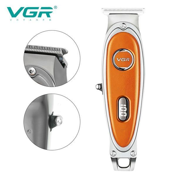 Триммер VGR V‑263 ORANGE, 3 насадки, LED дисплей, аккумуляторный, стальные лезвия 9116 фото