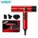 Профессиональный фен VGR V-401 RED &mdash; 40 режимов, до 110000 RPM, 3 насадки 9070 фото 1