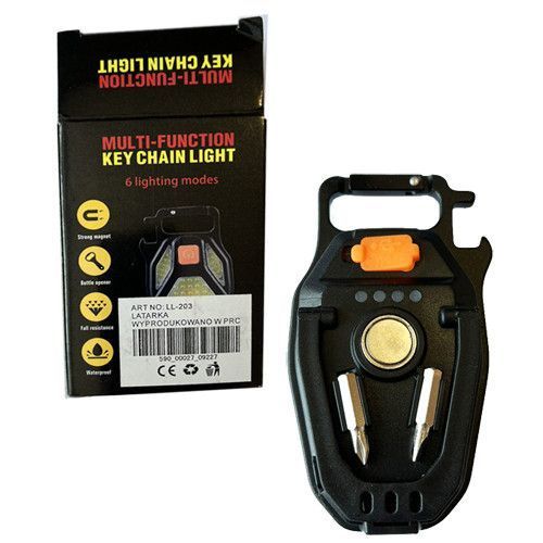 Фонарь MULTIFUNCTIONAL LL-203-COB ULTRA(white+yellow+red), multitool, Li-Ion аккум., магнит, карабин, отвертка 9227 фото