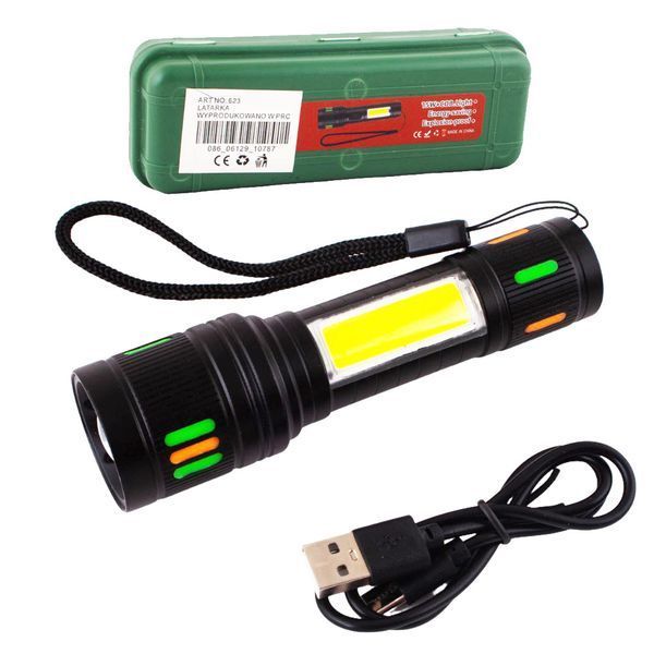 Ліхтар NIGHT VISION FLUORESCENCE 623-TG+COB, Li-Ion акумулятор, USB Type-C, індикація заряду, zoom, комбіноване світло 10787 фото