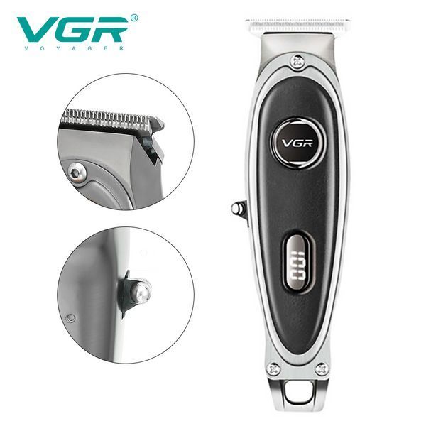 Триммер VGR V‑263 BLACK, 3 насадки, LED дисплей, аккумуляторный, для бороды и окантовки 9115 фото