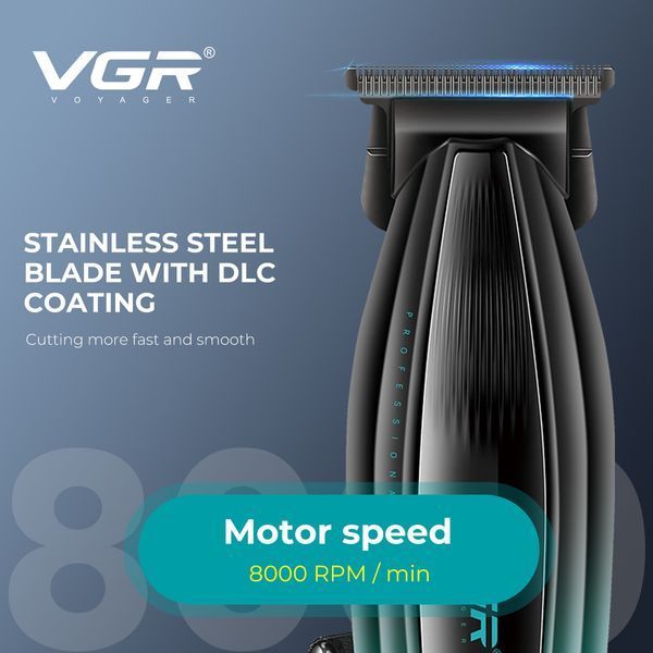 Тример для бороди та волосся VGR V-974 GOLD, 8000 RPM, 4 насадки, LED дисплей 11267 фото