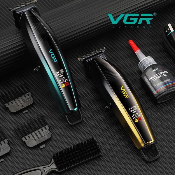 Тример для бороди та волосся VGR V-974 GOLD, 8000 RPM, 4 насадки, LED дисплей 11267 фото