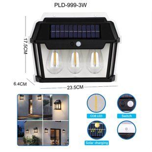 Ліхтар вуличний 999-38W вольфрамові лампи, Motion Sensor, 1х18650, сонячна панель 10890 фото