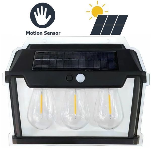 Ліхтар вуличний 999-38W вольфрамові лампи, Motion Sensor, 1х18650, сонячна панель 10890 фото