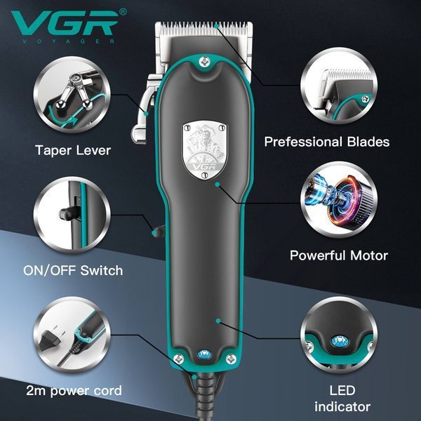 Машинка для стрижки VGR V‑123, 4 насадки, роторный мотор, стальные лезвия, для дома и салона 9121 фото