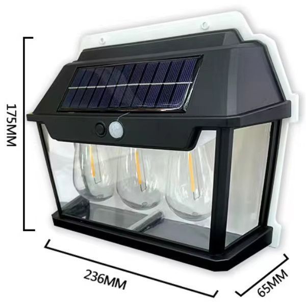 Ліхтар вуличний 999-38W вольфрамові лампи, Motion Sensor, 1х18650, сонячна панель 10890 фото