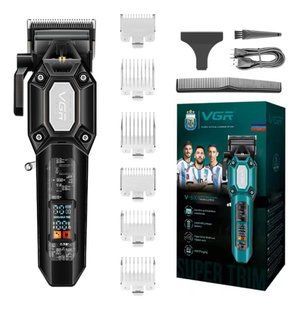 Машинка для стрижки VGR V‑600 BLACK, 6 насадок, акумуляторна, LED дисплей, регулятор висоти 9094 фото