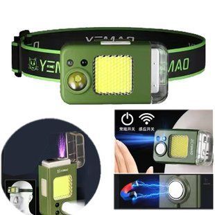 Ліхтар налобний MULTIFUNCTIONAL YM-T618-LED+COB, Motion Sensor, Li-Ion акумулятор, запальничка, ЗУ Type-C 10136 фото
