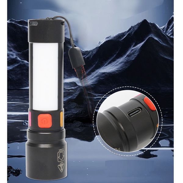 Ліхтар 611-TG+COB біле+червоне світло, Li-Ion акумулятор, USB Type-C, zoom, багатофункціональний 10803 фото
