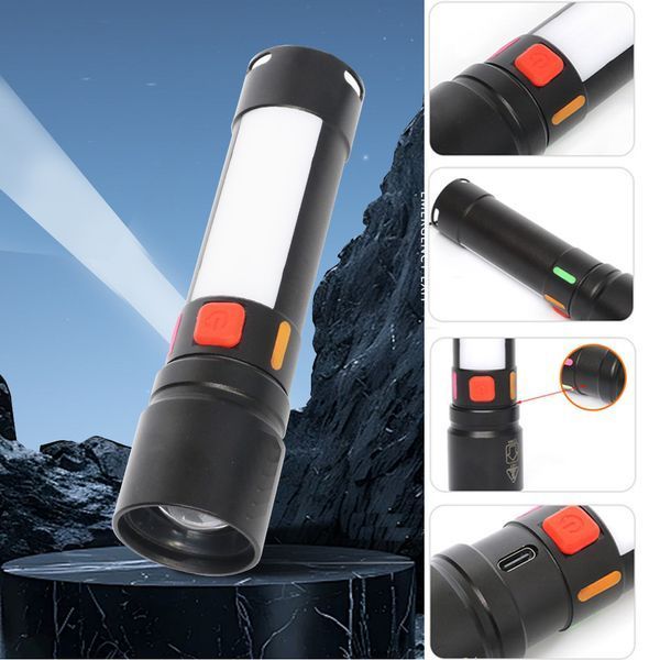 Ліхтар 611-TG+COB біле+червоне світло, Li-Ion акумулятор, USB Type-C, zoom, багатофункціональний 10803 фото