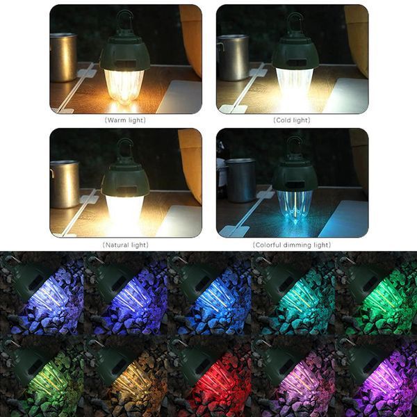 Фонарь кемпинговый 899-SMD(RGB)+COB вольфрамовая лампа, Li-Ion аккум., солнечная панель, ЗУ Type-C, крюк 10891 фото