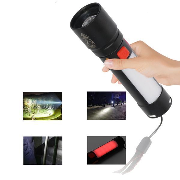 Ліхтар 611-TG+COB біле+червоне світло, Li-Ion акумулятор, USB Type-C, zoom, багатофункціональний 10803 фото