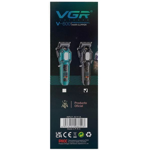 Машинка для стрижки VGR V‑600 BLACK, 6 насадок, акумуляторна, LED дисплей, регулятор висоти 9094 фото