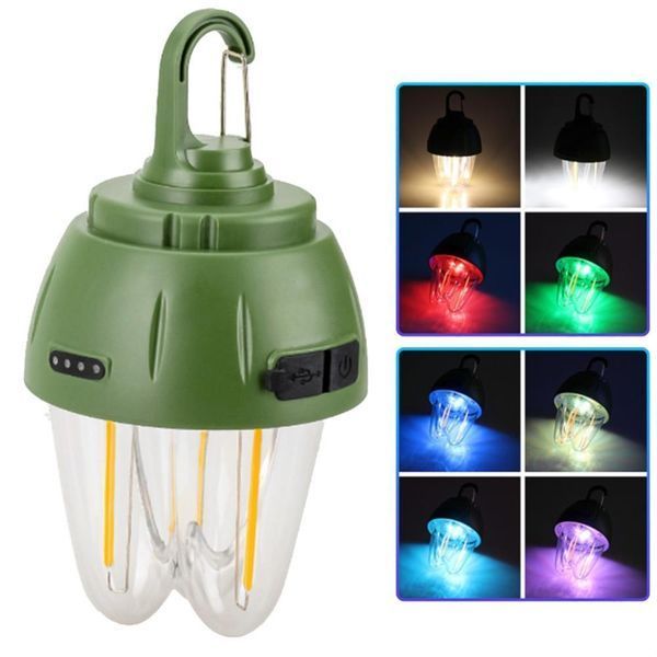 Фонарь кемпинговый 899-SMD(RGB)+COB вольфрамовая лампа, Li-Ion аккум., солнечная панель, ЗУ Type-C, крюк 10891 фото