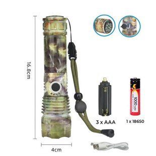 Фонарь Police P511M-P50 camouflage, 1x18650, zoom, ЗУ microUSB 8959 фото