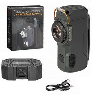 Ліхтар D50-SMD (black), акумуляторний, із запальничкою, індикацією заряду, Type-C зарядка, Box 10609 фото