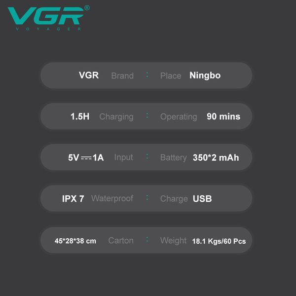 Електробритва VGR V-379 Шейвер з подвійним лезом та вологозахистом IPX7 9067 фото