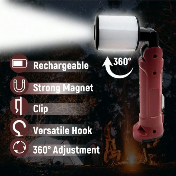 Ліхтар WORKLIGHT-72-XPE(white+red), 10 W, 350 Lumen, Li-Ion акб, поворот 180&ordm;+180&ordm;, затискач, гак, магніт, ЗУ 9656 фото