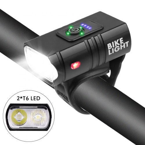 Велофонарь BK-02Pro-2XPE ULTRA LIGHT, ALUMINUM, индикация заряда, Waterproof, аккум., ЗУ micro USB 8074 фото