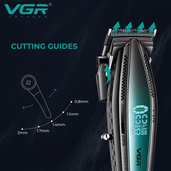 Машинка для стрижки VGR V‑270, 6 насадок, 9000 об/мин, 2500 mAh, LED дисплей, аккумуляторная 9063 фото