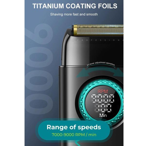 Електробритва VGR V-378 BLACK, шейвер з подвійним лезом та триммером, 7000&ndash;9000 RPM, LED Display 11220 фото