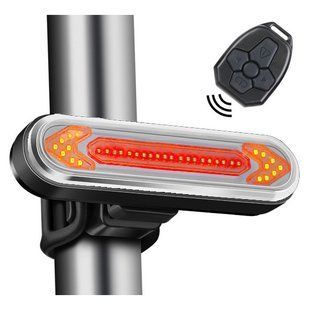 Велофонар BK600 "STOP" із зазначенням поворотів (червоний + жовтий), ЗП micro USB, ст. акум., пульт керування 7639 фото