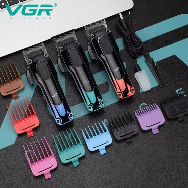 Акумуляторна машинка для стрижки волосся VGR V-013 RED, 8 насадок, 6500 RPM, 2000 mAh, LED Display 11218 фото