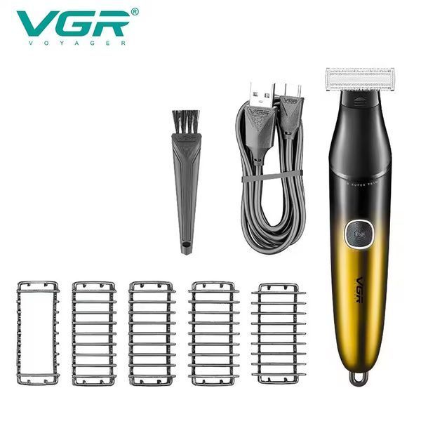 Бритва-триммер VGR V-339 GOLD &mdash; 4 насадки, влагозащита IPX7, для бороды и усов 11176 фото