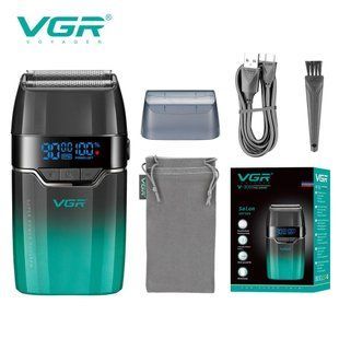 Електробритва VGR V-308 GREEN - шейвер з подвійним лезом, 9000 об/хв, LED дисплей 11173 фото