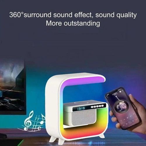 Лампа-нічник XM-G3mini з бездротовою зарядкою годинником і будильником, Bluetooth колонка 10453 фото