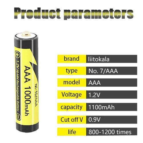 Акумулятор AAA, LiitoKala Ni-10/AAA, 1.2V, 1000mAh 10229 фото