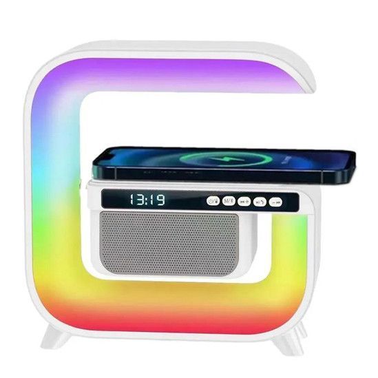 Лампа-нічник XM-G3mini з бездротовою зарядкою годинником і будильником, Bluetooth колонка 10453 фото