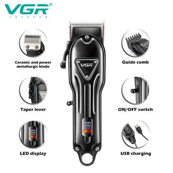Машинка для стрижки VGR V‑051, 4 насадки, 2500 mAh, LED дисплей, акумуляторна 9061 фото