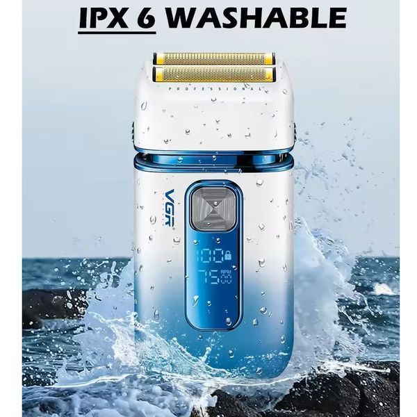 Электробритва VGR V-362 WHITE шейвер, двойное лезвие, триммер, IPX6, LED Display 9057 фото