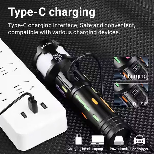 Ліхтар NIGHT VISION FLUORESCENCE BL-2405-TG, 1&times;26650, power bank, індикація заряду, USB Type-C, zoom 10762 фото