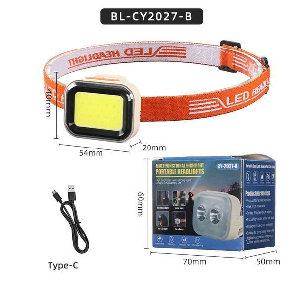 Ліхтар налобний CY-2027-B, COB (білий+червоний), акумуляторний, USB Type-C 10764 фото