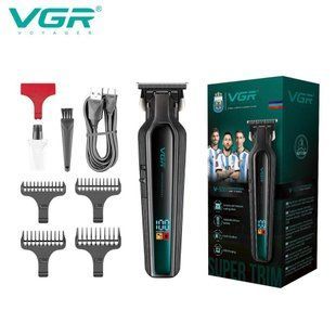 Триммер для бороды и волос VGR V-930 GREEN, 4 насадки, LED дисплей 11271 фото