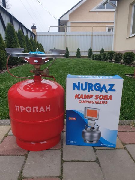 Комплект газовый баллон Intertool 8л горелка обогреватель NURGAZ NG-309 5222-1 фото