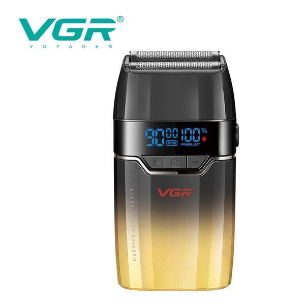 Електробритва VGR V-308 GOLD з подвійним лезом, 9000 об/хв, LED дисплей, компактний шейвер для сухого гоління 11174 фото