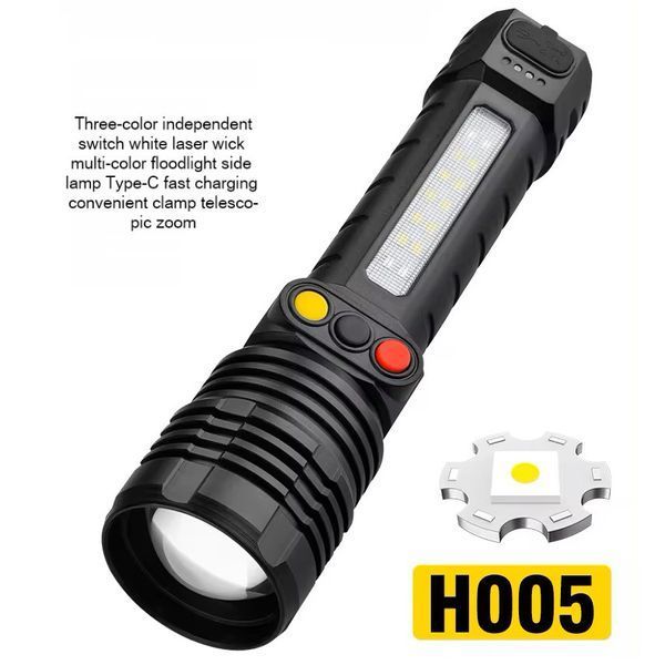Фонарь аккумуляторный PLD-H005-3PM10-TG, 3 цвета света, 14 SMD, индикация заряда, Zoom, USB Type-C, Box 10592 фото