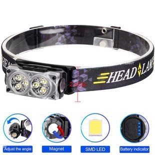 Ліхтар налобний YY-19D, 6SMD, акумуляторний, магніт, USB Type-C, Box 10595 фото