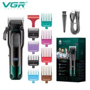 Машинка для стрижки VGR V‑013 Green, 8 насадок, 2000 mAh, 6500 об/мин, LED дисплей 9059 фото